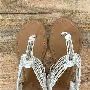 Women's White Sandals with silver detail